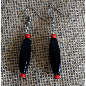 Black and Red Dangle Earring - Flower Child